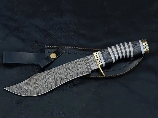 BOWIE BLACK & GREY WOODEN SHEET WITH DAMASCUS BLADE SA04- GB - Bowie