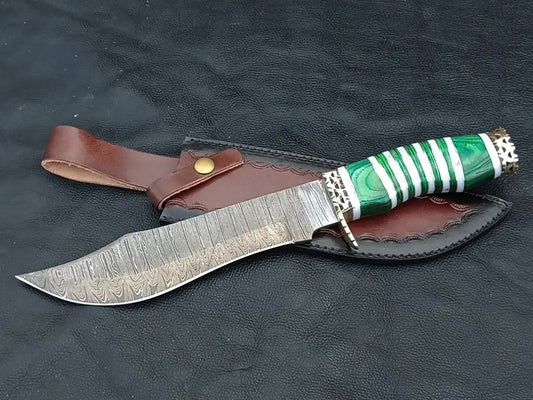 BOWIE GREEN & GREY WOODEN SHEET WITH DAMASCUS BLADE SA04-G