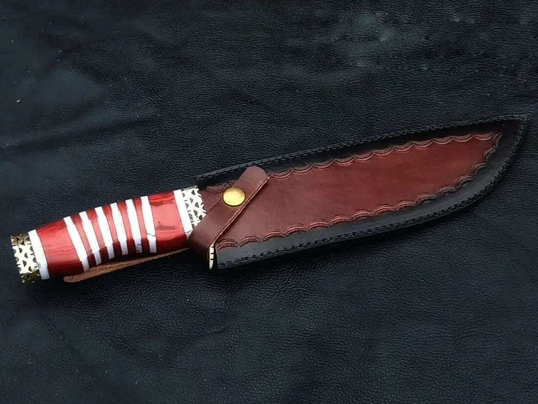 BOWIE RED WOODEN SHEET WITH DAMASCUS BLADE SA04-R