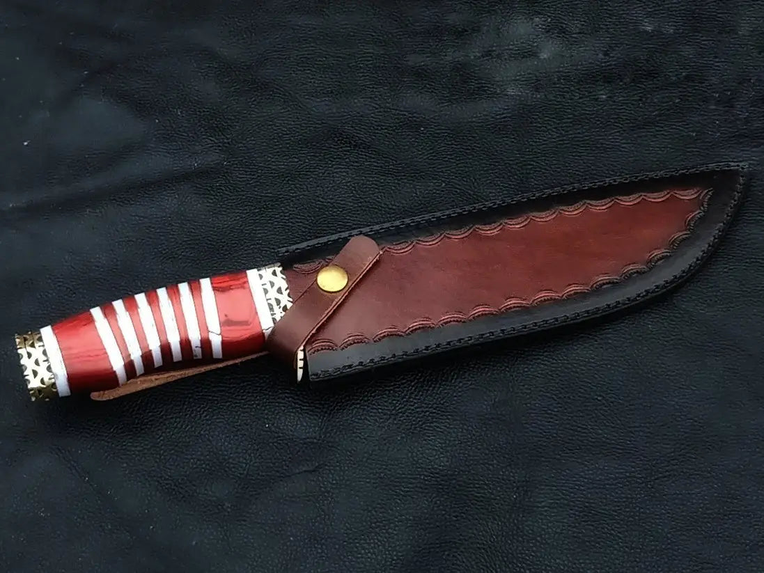 BOWIE RED WOODEN SHEET WITH DAMASCUS BLADE SA04-R - Bowie