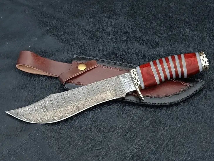 BOWIE RED WOODEN SHEET WITH DAMASCUS BLADE SA04-R - Bowie