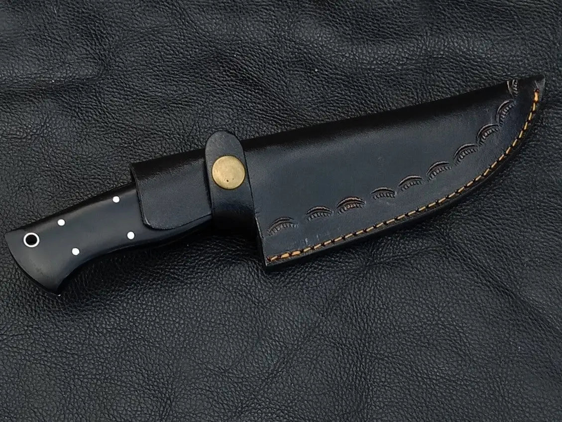 HUNTING KNIFE BLACK HORN HANDLE STAINLESS STEEL BOLSTERS SA10-B - Hunting Knife