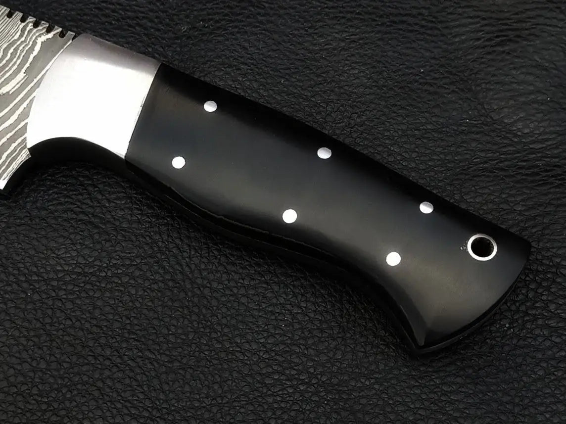 HUNTING KNIFE BLACK HORN HANDLE STAINLESS STEEL BOLSTERS SA10-B - Hunting Knife