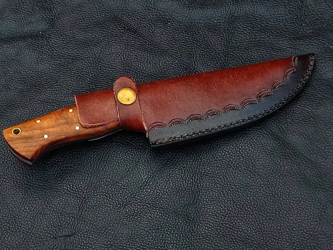 HUNTING KNIFE ROSEWOOD HANDLE WITH DAMASCUS STEEL BLADE SA05-R - Hunting Knife