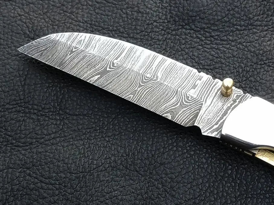 Handmade Damascus Steel Folding Knife -C165