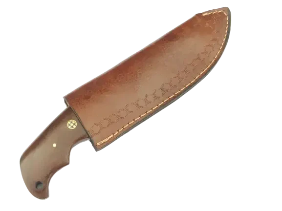 Handmade Damascus Steel Hunting Knife with Brown Handle - B558.