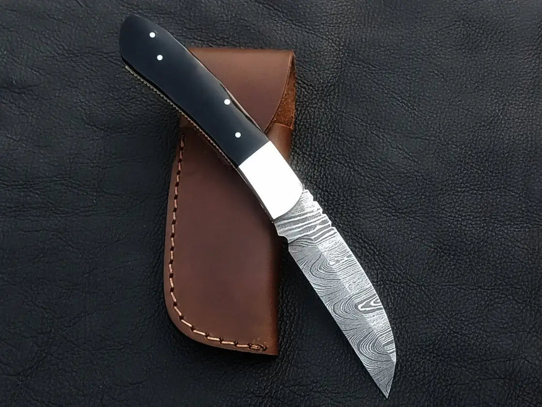 Handmade Damascus Steel Folding Knife -C168