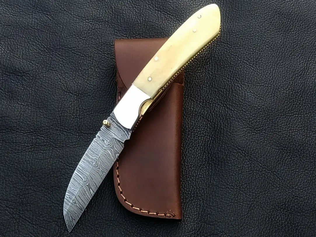 Handmade Damascus Steel Folding Knife -C165