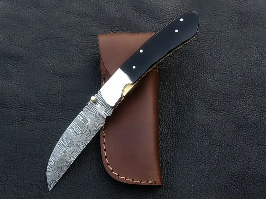 Handmade Damascus Steel Folding Knife -C168