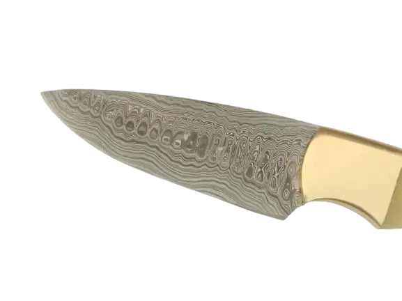 Handmade Damascus Steel Hunting Knife with Gold Handle - B527