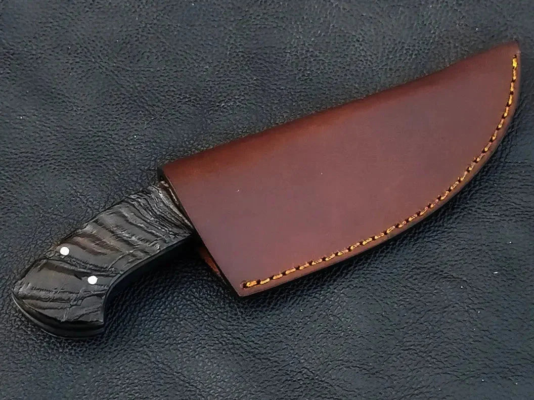 Damascus steel knife with leather sheath - Damascus Steel Knife-C102.