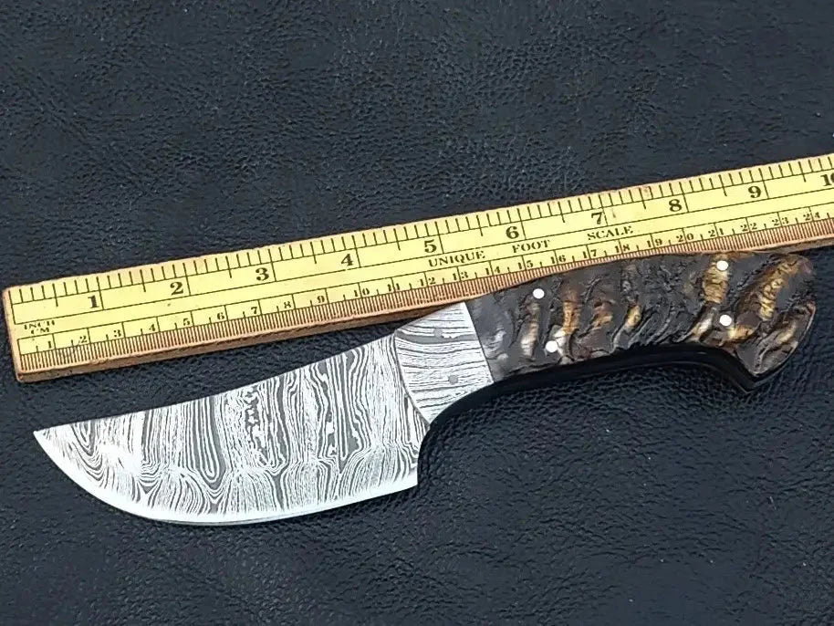 Damascus Steel Knife-C102 with ruler.