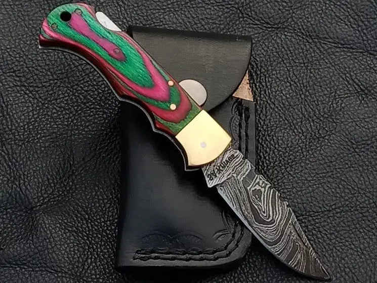 Handmade Damascus Steel Folding Knife-SAF003 - Knife