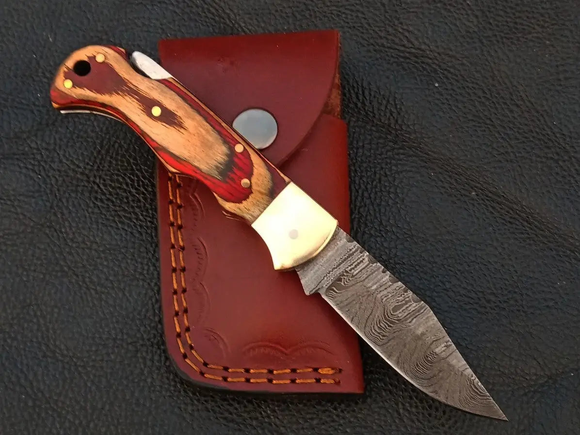 Handmade Damascus Steel Folding Knife-SAF007 - Knife