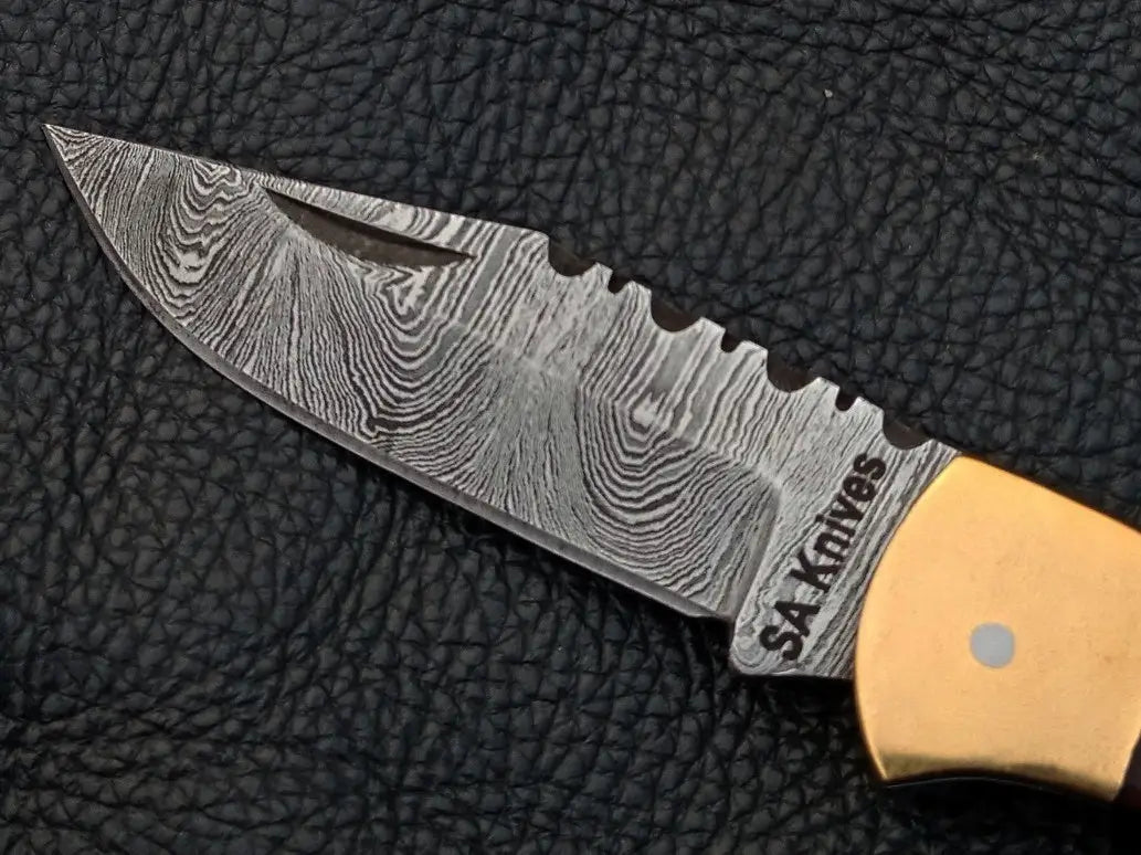 Handmade Damascus Steel Folding Knife-SAF003 - Knife