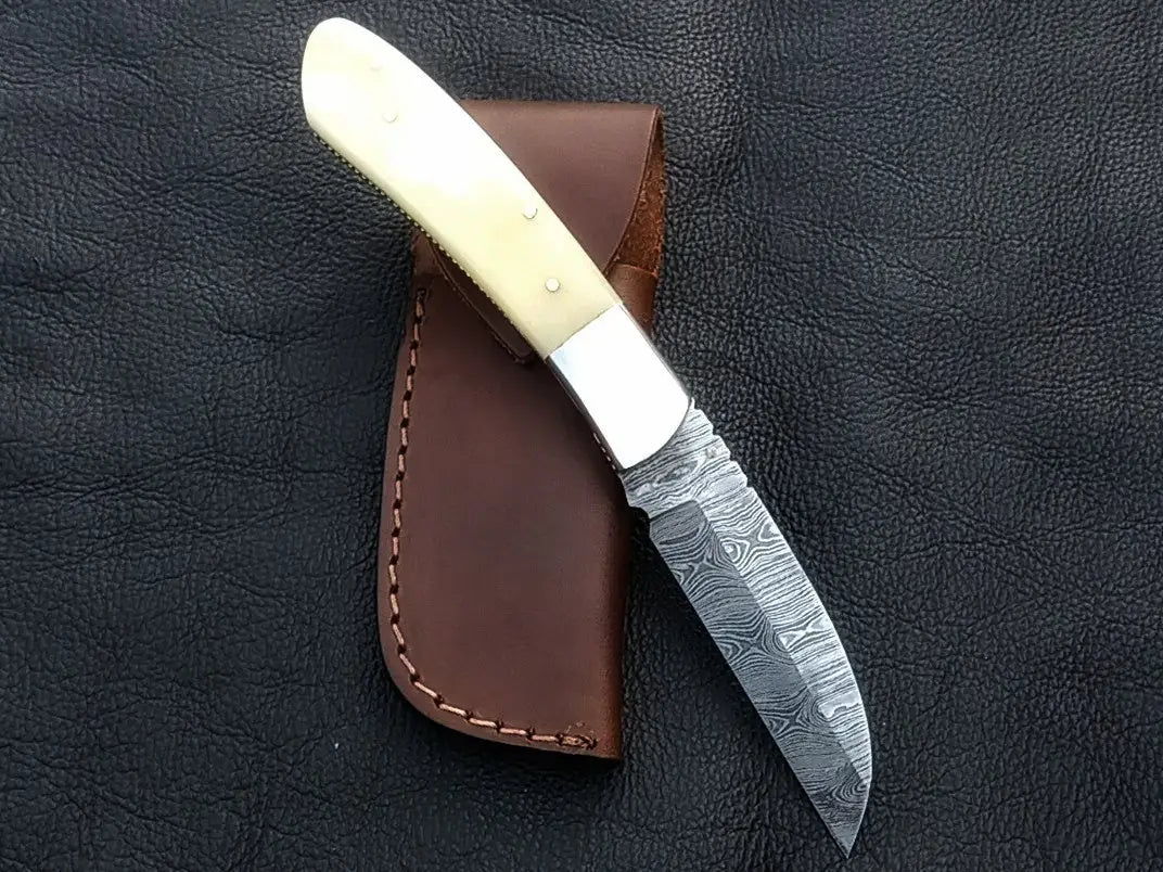 Handmade Damascus Steel Folding Knife -C165