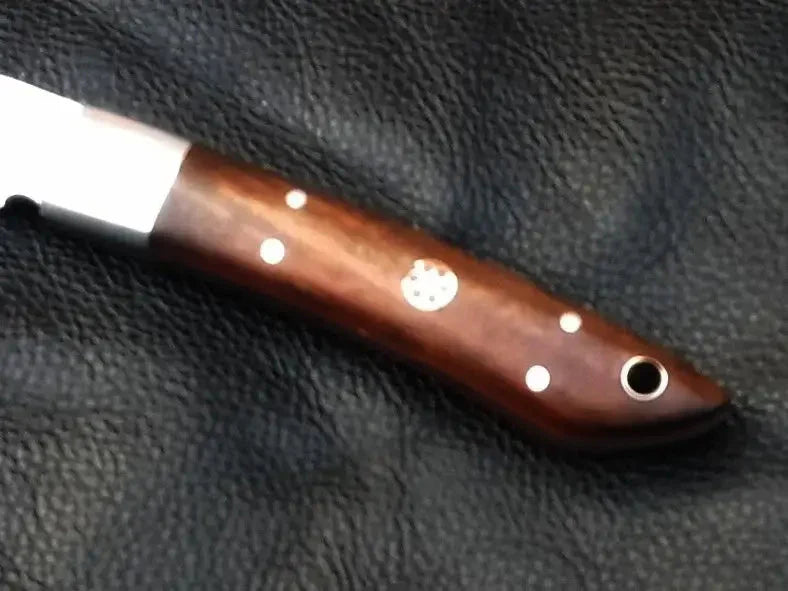 Brown knife handle with silver accents for Stainless Steel Bird and Trout Knife Rosewood